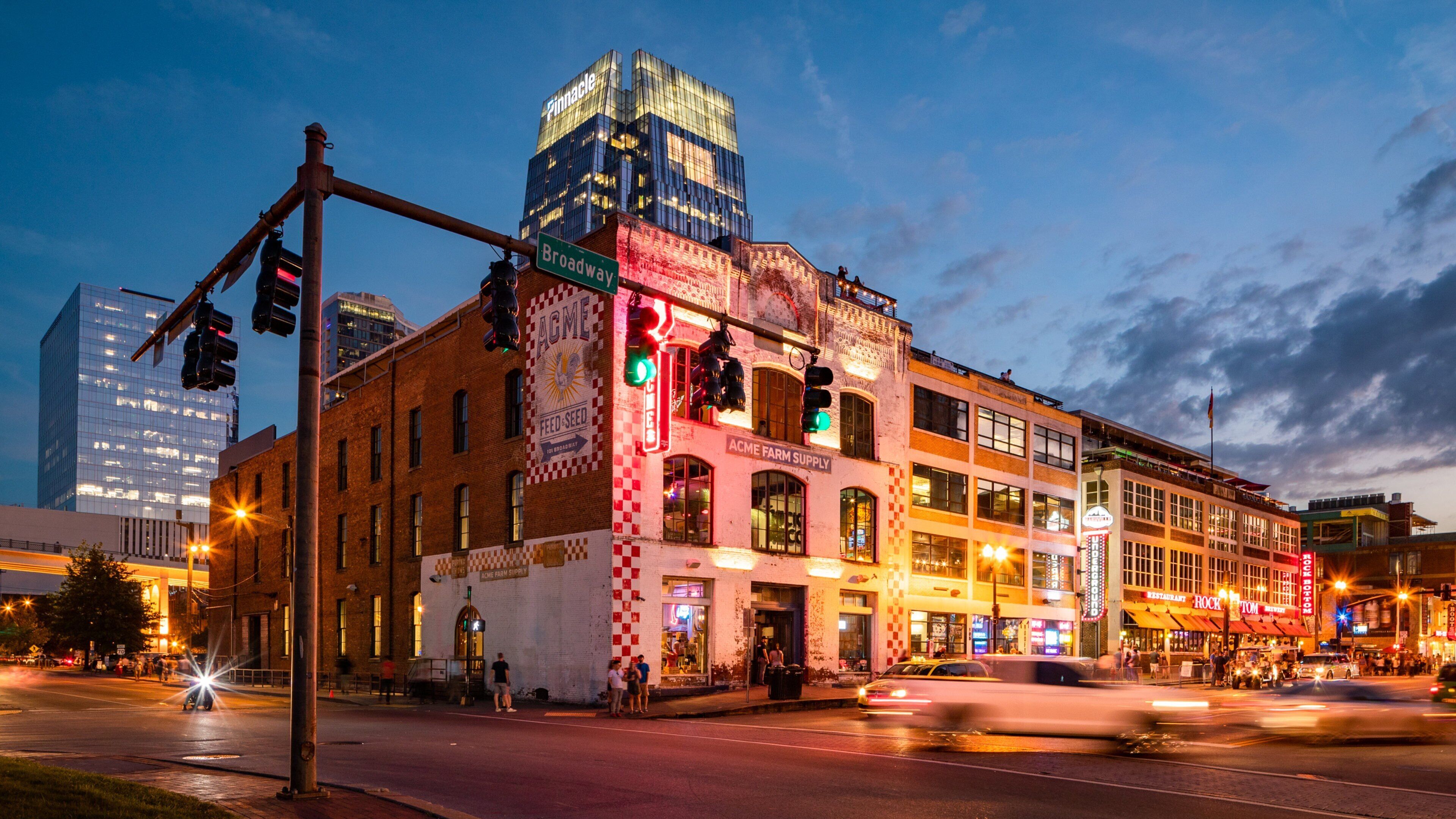 Nashville featuring a city and night scenes