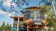 Hands On Children's Museum with a distinctive blue and white sculpture in front.