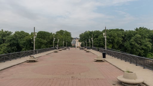 John T. Myers pedestrian bridge over the Wabash river in Lafayette, Indiana, in the summer