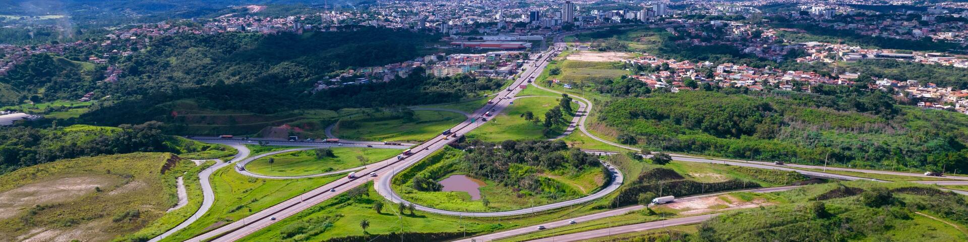 Aerial view of Betim, Belo Horizonte, Brazil. Access interchange to Fernão Dias highway