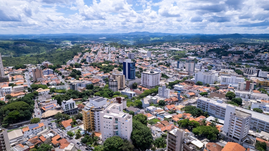Aerial image of the city of Betim, Belo Horizonte, Brazil. Main square.