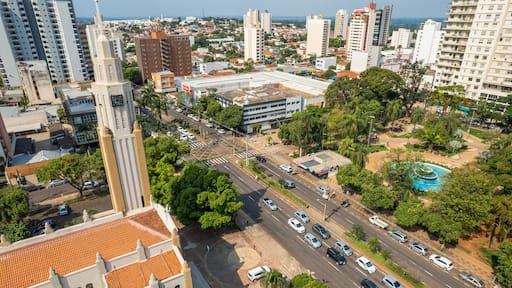 Presidente Prudente, São Paulo/Brazil - Around October 2022: São Sebastião Mother Church in Presidente Prudente, the city's central square.