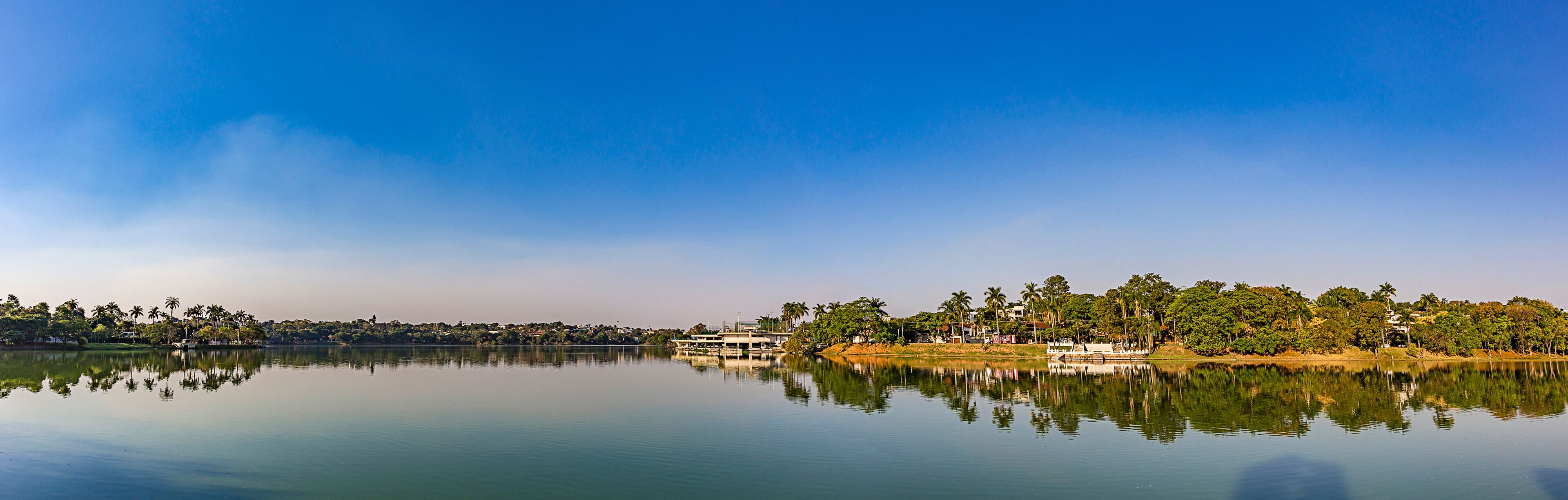 Belo Horizonte, Minas Gerais, Brazil. Panoramic View of Pampulha Lake in a beautiful sunny day and blus sky