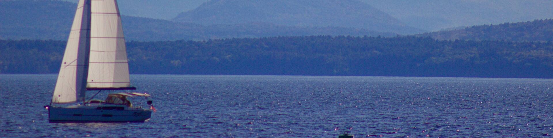 Nice afternoon for a sail on Lake Champlain with the Adirondacks as a backdrop. Wonderful!