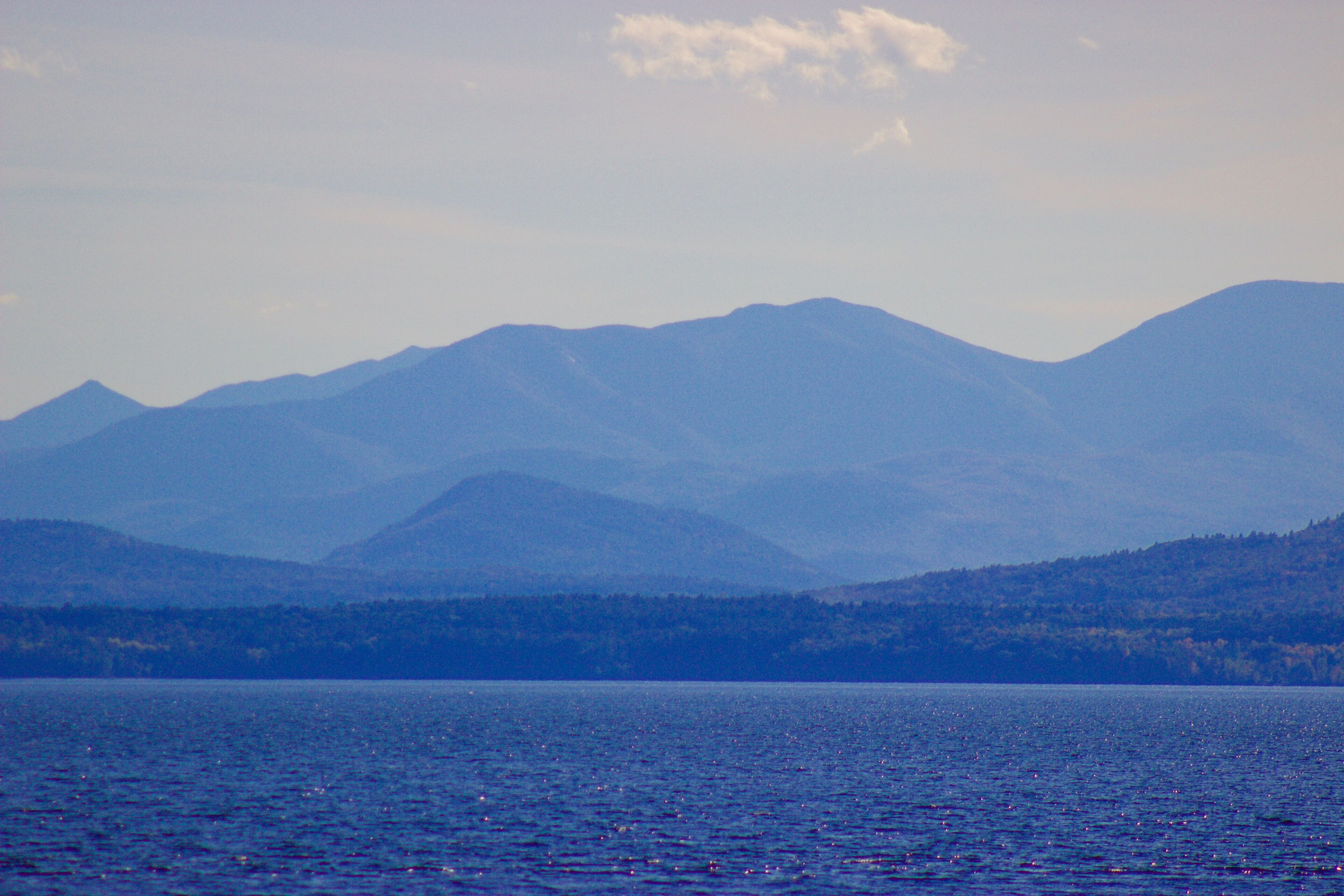 View of a small part of the Adirondacks from Lake Champlain. 