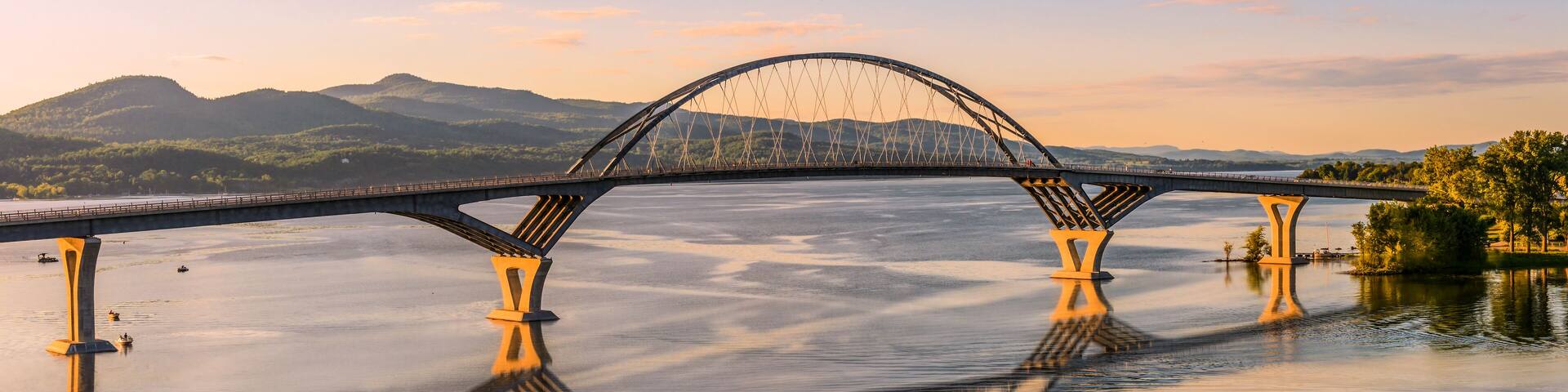 Champlain Bridge across Lake Champlain connecting New York and Vermont; Shutterstock ID 215427115; Purchase Order: -
