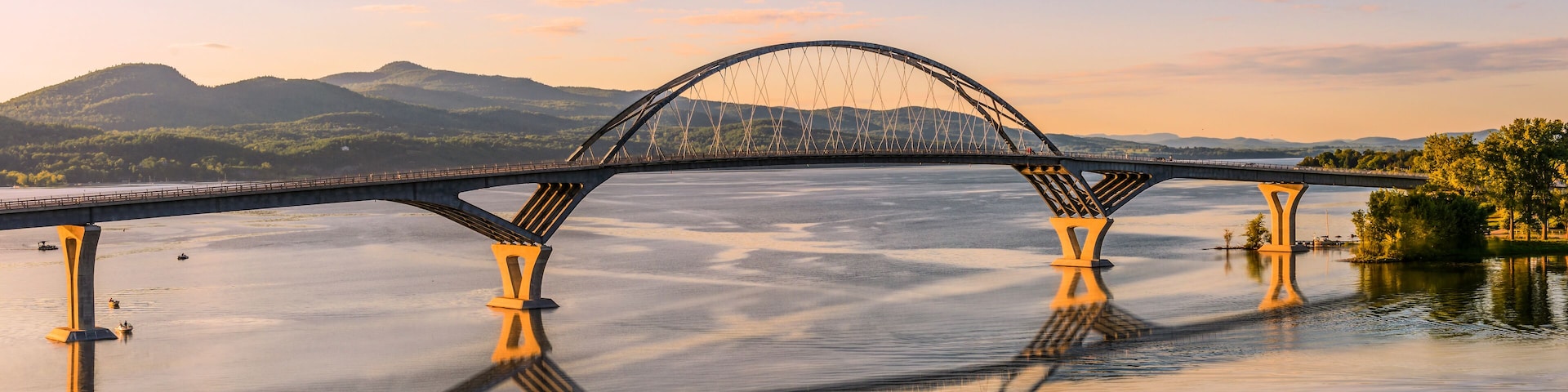 Champlain Bridge across Lake Champlain connecting New York and Vermont; Shutterstock ID 215427115; Purchase Order: -