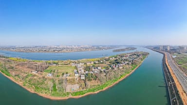 Aerial photography of panorama of Ezhou Island in Changsha, Hunan