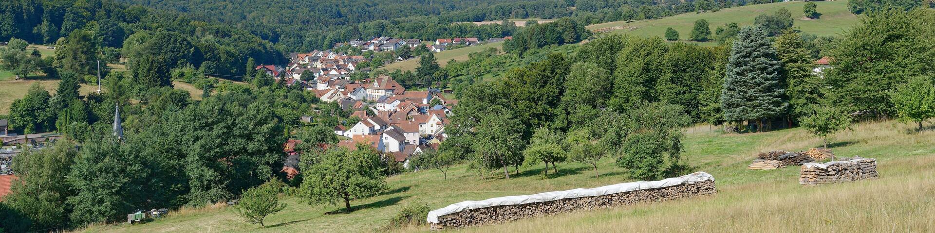 Village of Weibersbrunn in Spessart region, Bavaria, Germany