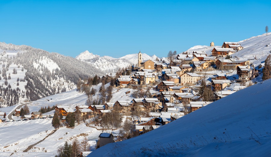 Saint-Veran, the third highest village in Europe in winter. Located in the Queyras Regional Natural Park, Hautes-Alpes, French Alps, France