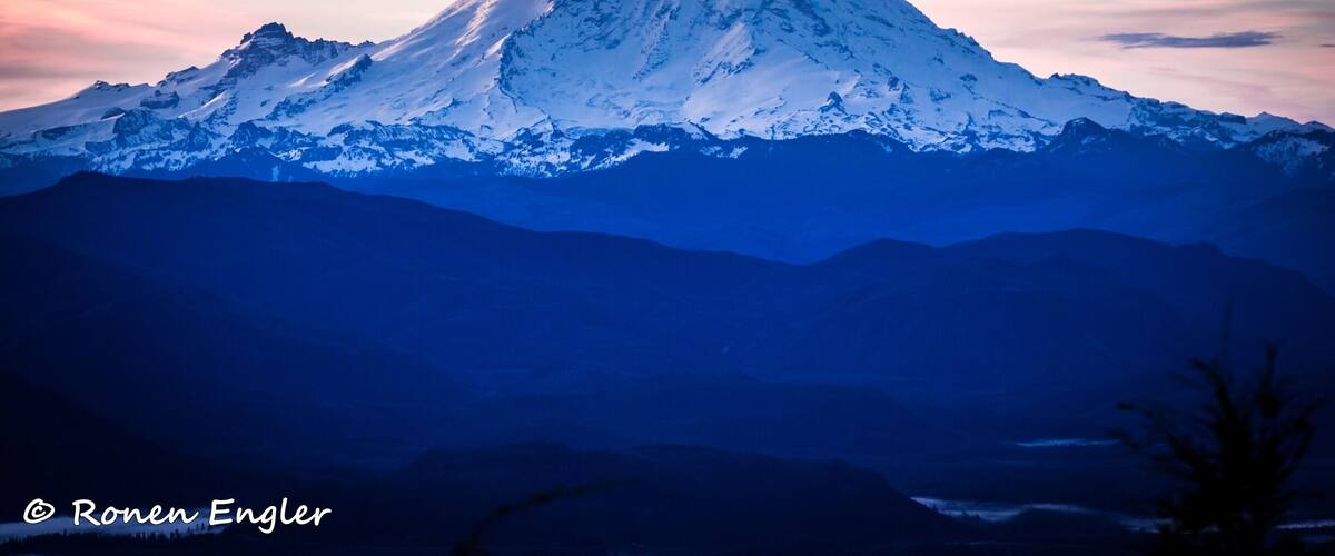 Sunrise view of Mt. Rainier from Tiger Mountain