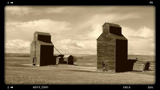 Old grain silos standing the tests of time for a railroad that no longer exists.