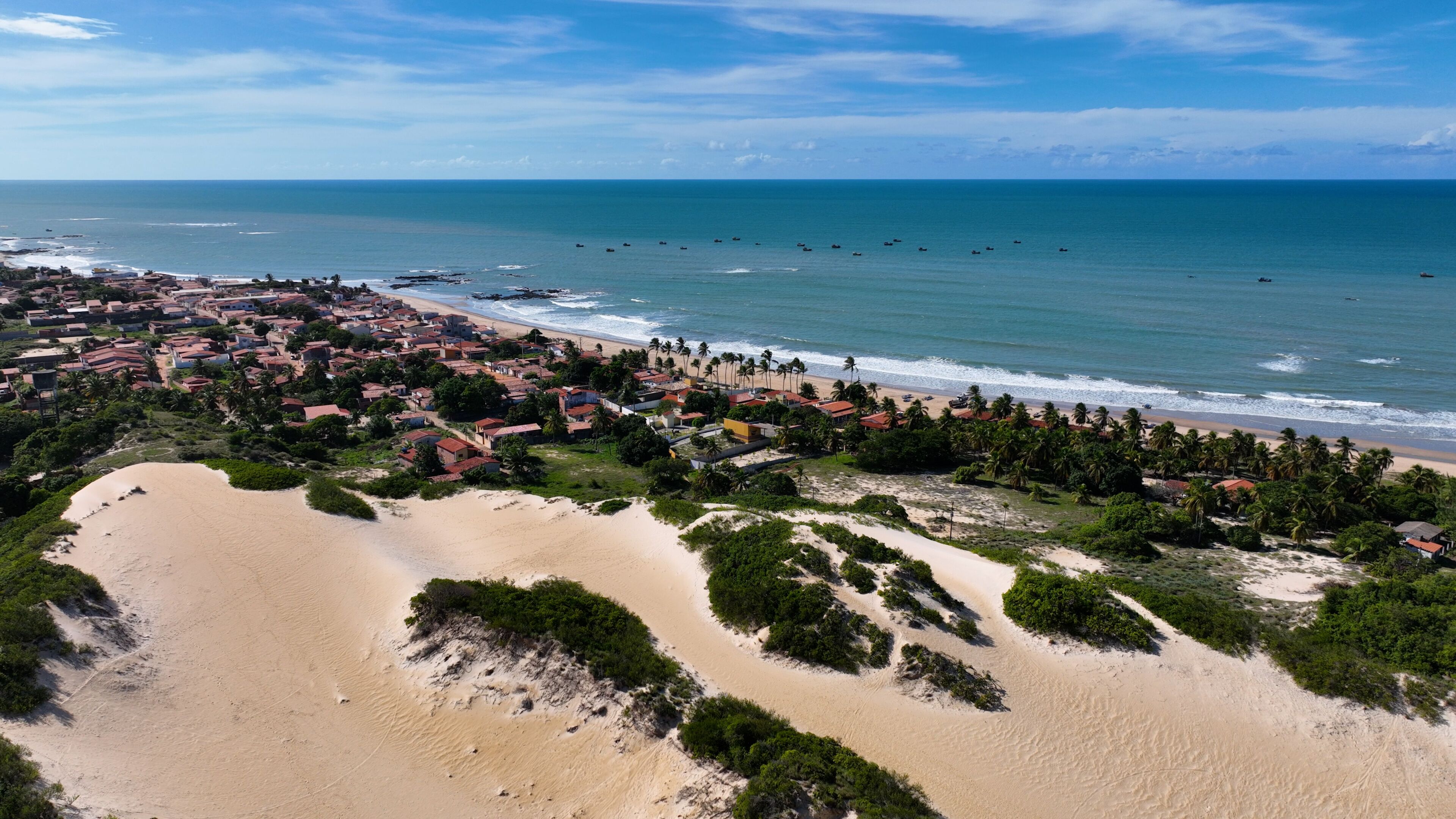 Northeastern Brazil Skyline At Touros In Rio Grande Do Norte Brazil. Coast Dunes. Nature Sand. Mountain Background. Northeastern Brazil Skyline At Touros In Rio Grande Do Norte Brazil. 