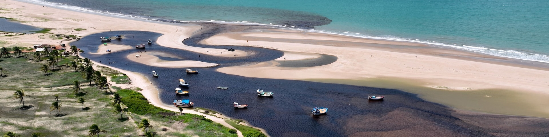 Sault Pond Beach In Touros Rio Grande Do Norte Brazil. Aerial View Of Stunning Beach With Crystal Clear Waters. Shore Sky Clouds Beach Sea. Seaside Panorama. Touros Rio Grande do Norte.