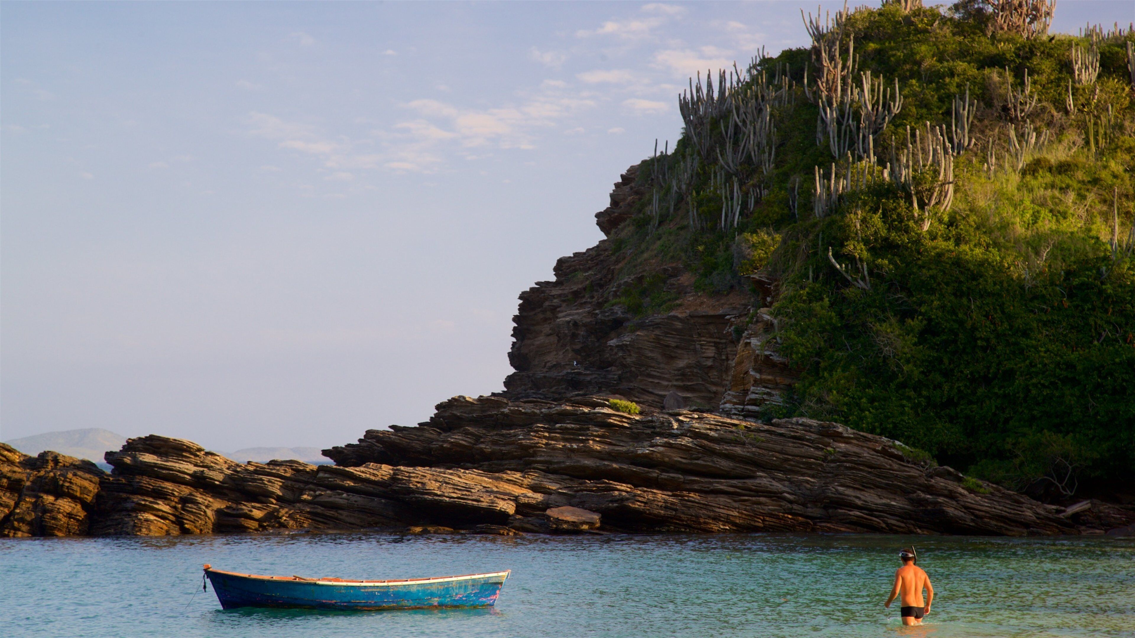 Ferradurinha-strand inclusief rotsachtige kustlijn, algemene kustgezichten en zwemmen