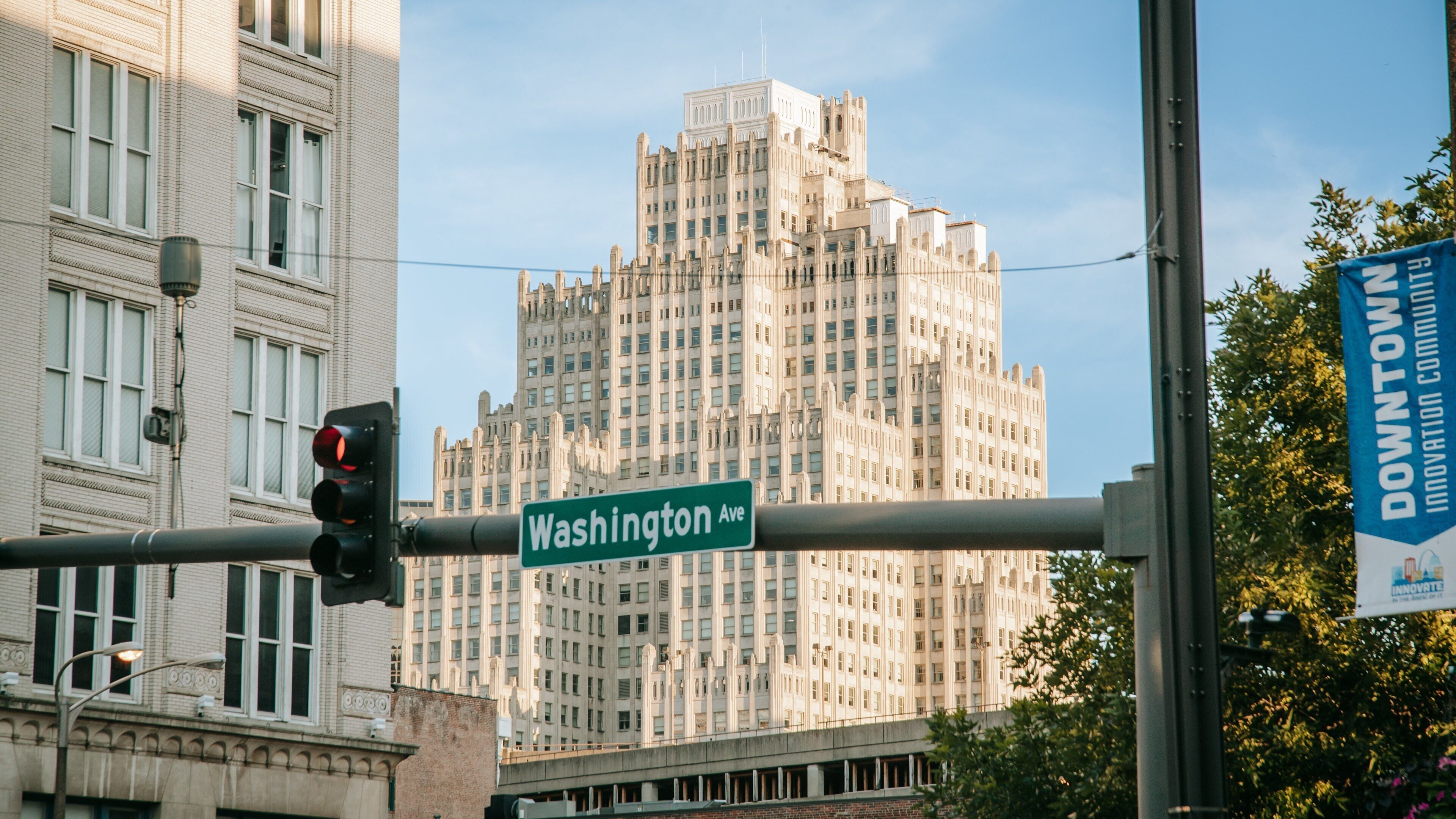 Washington Avenue Historic District which includes a city and signage