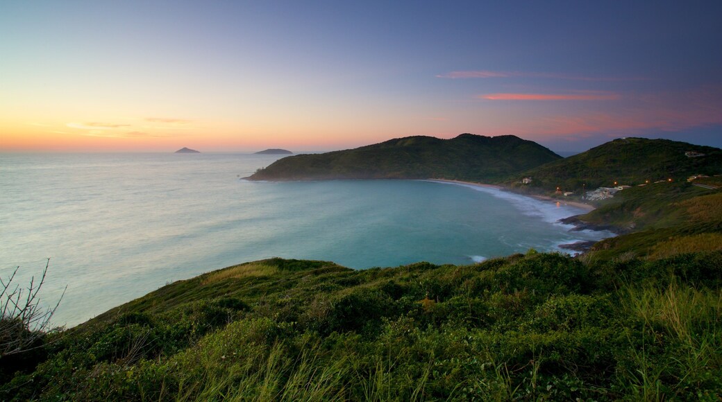 Joao Fernandes Viewpoint which includes a sunset, landscape views and general coastal views