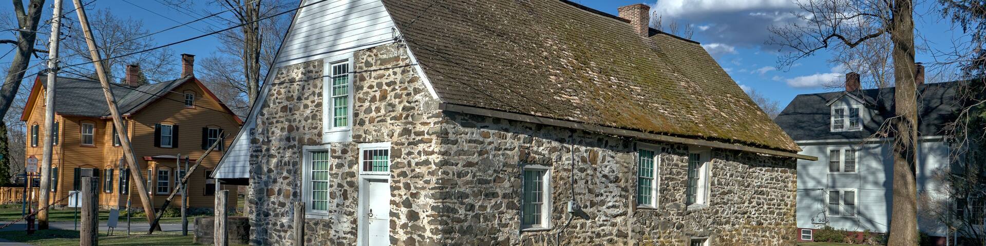 historic traditional huguenot home in new paltz, new york (18th century dutch settlement) brick