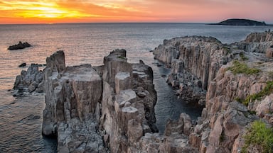 Sunset at the Tojinbo Cliffs in Fukui Prefecture, Japan