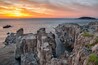 Sunset at the Tojinbo Cliffs in Fukui Prefecture, Japan