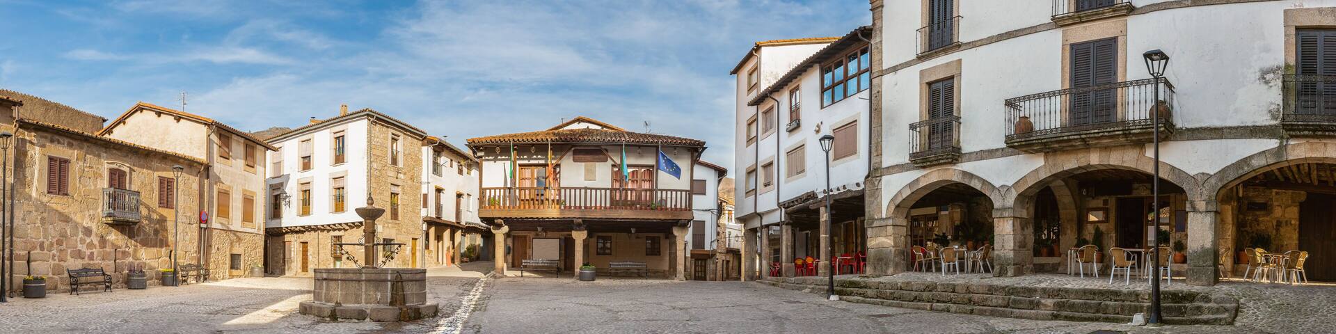 Panoramic Plaza Mayor in San Martin de Trevejo