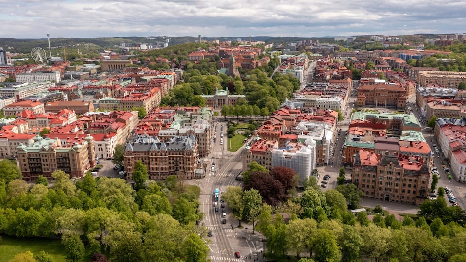 Sweden, Vastra Gotaland County, Gothenburg, Aerial view ofVasastaden district