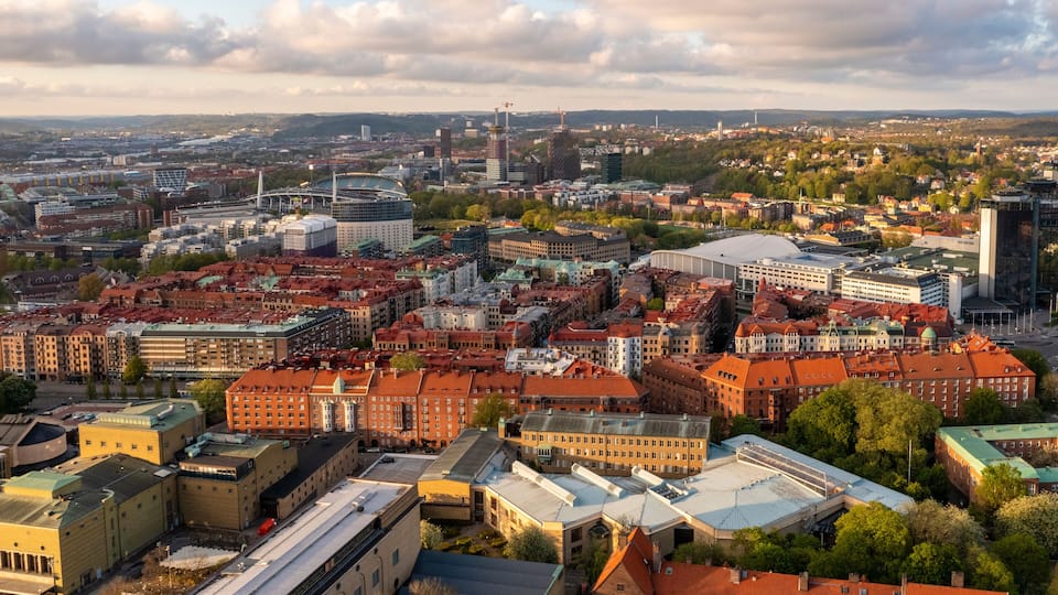 Sweden, Vastra Gotaland County, Gothenburg, Aerial view of Heden and Johanneberg districts