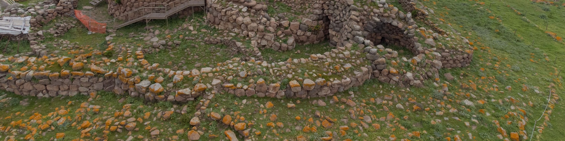 aerial view of the nuraghe di seruci, gonnesa, south sardinia
