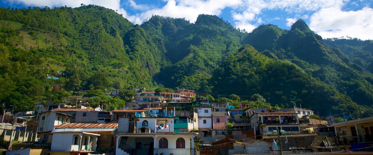 Santa Cruz La Laguna showing mountains and a small town or village