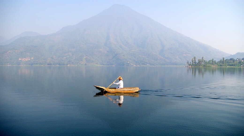 These dugout canoes are called Cayucos. They looked so sturdy and peaceful slowly paddling along the shores of Lake Atitlan. They are used for fishing. Volcan San Pedro is in the background.
