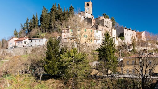 Panoramic view of Macerata Feltria, small town in the Pesaro-Urbino province (Marche, Italy)