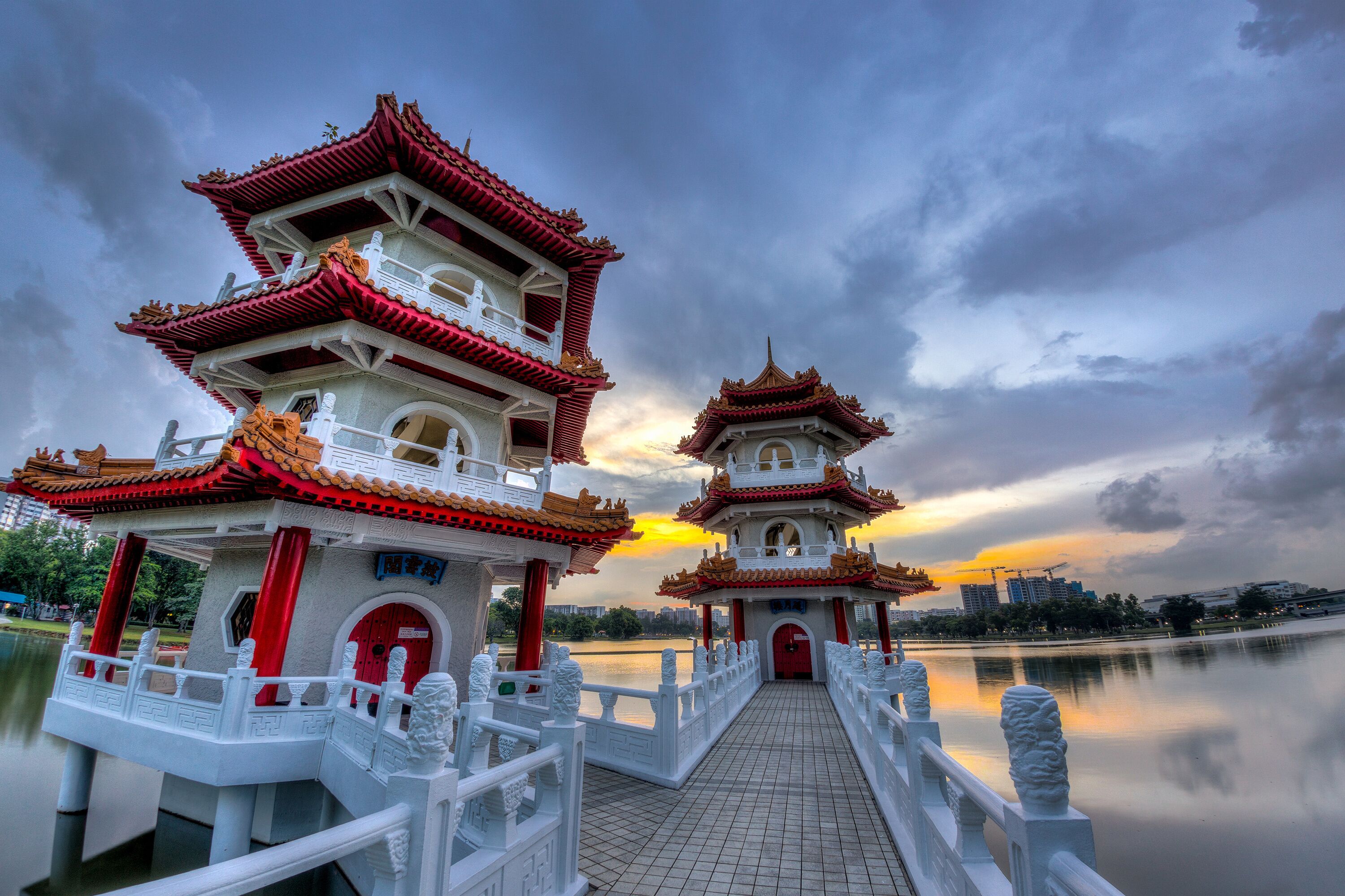 Twin Pagodas at Chinese Gardens, Singapore