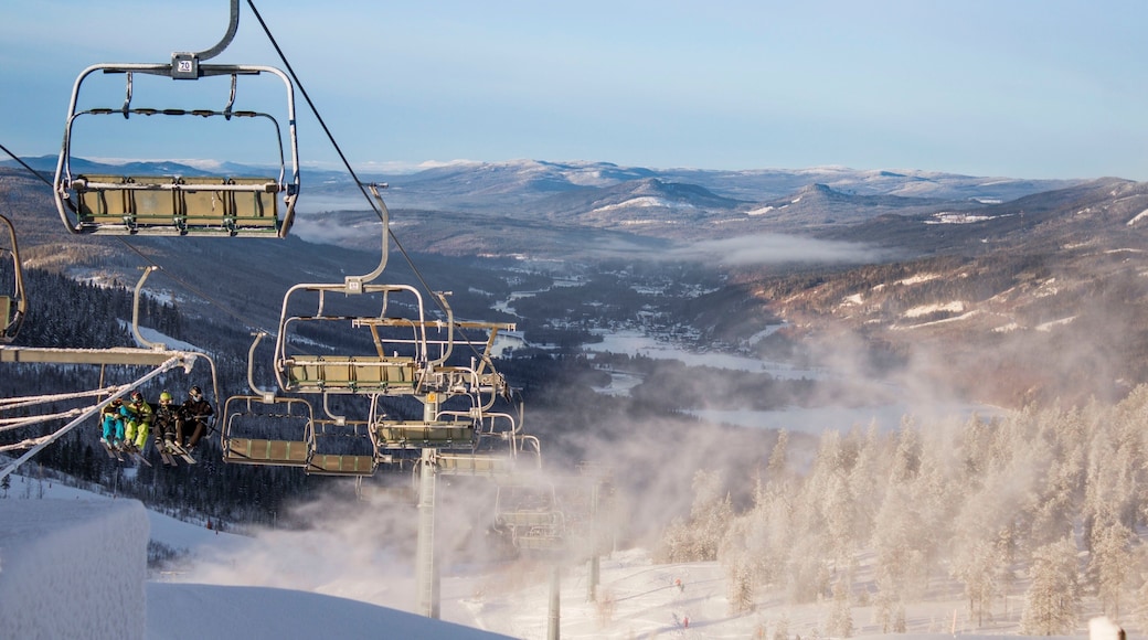 Branas Ski Resort featuring a gondola, snow and mist or fog