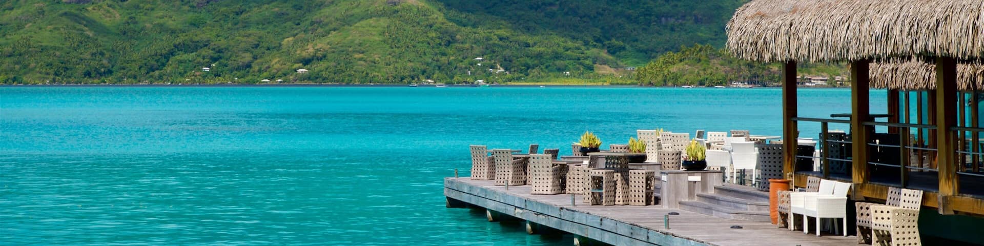 Society Islands featuring tropical scenes, general coastal views and mountains