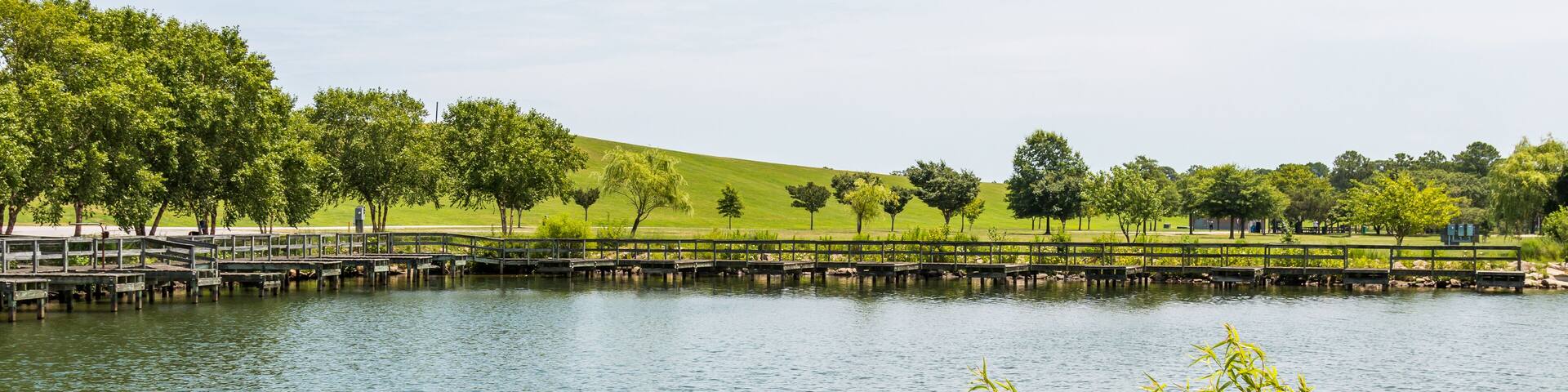 Lake Trashmore, at Mount Trashmore Park, a city park and lake created on the site of a former landfill in Virginia Beach, Virginia.