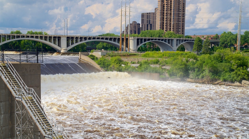 Saint Anthony Falls featuring a bridge and a river or creek