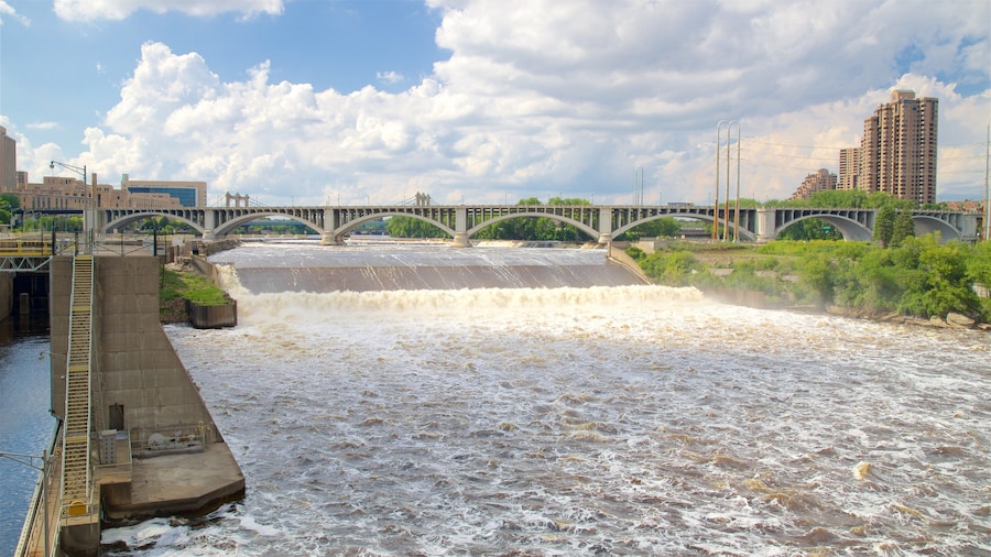 Saint Anthony Falls which includes a river or creek and a bridge