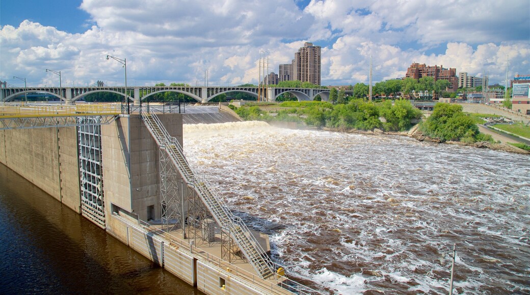 Saint Anthony Falls featuring a bridge and a river or creek
