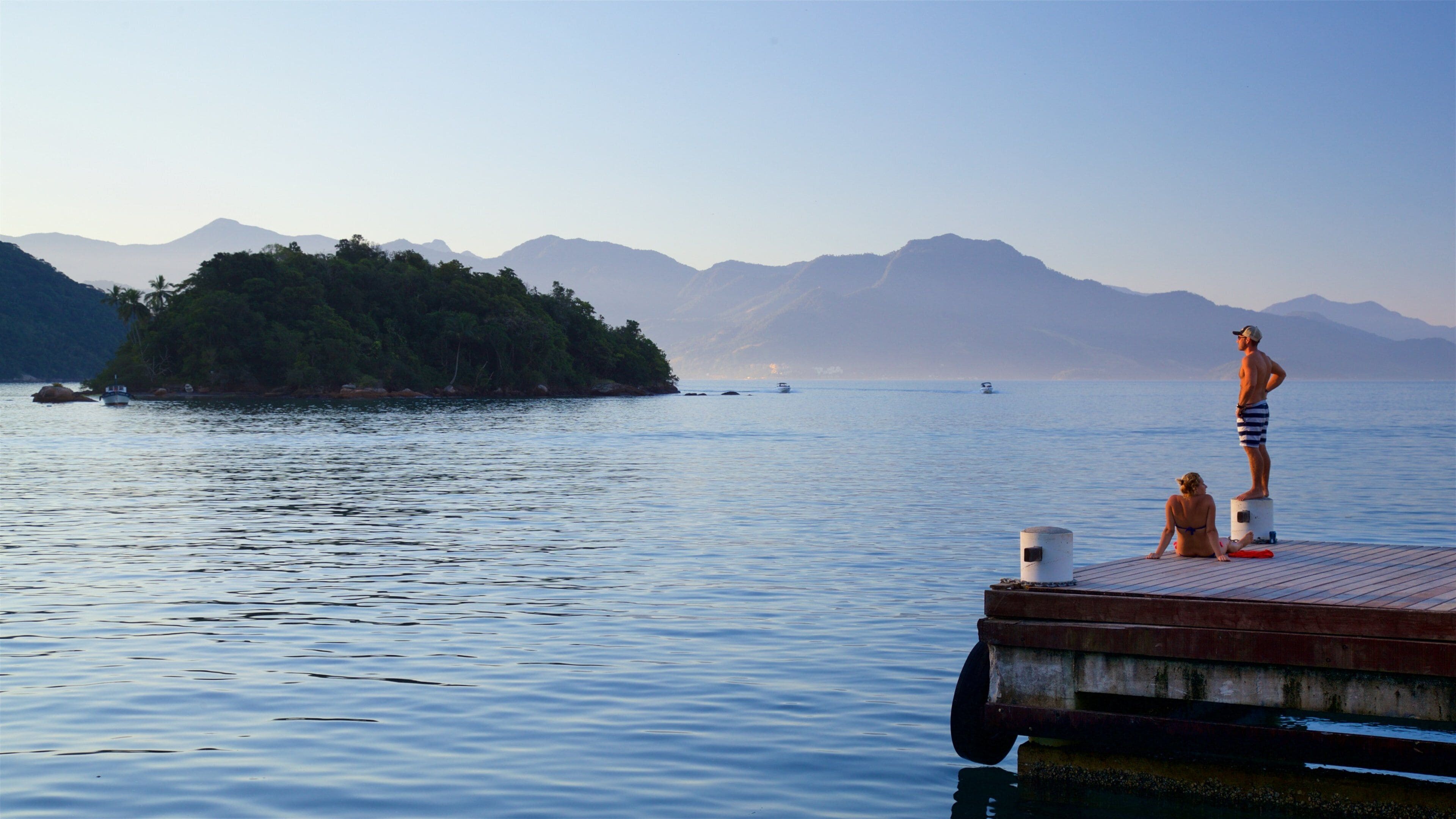 Abraao Beach showing island images and general coastal views as well as a couple