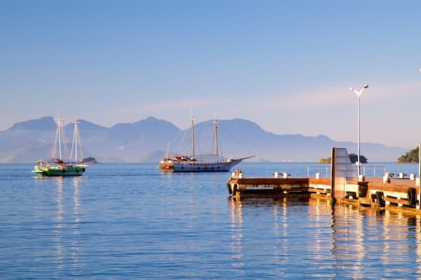 Plage d\'Abraão montrant baie ou port et vues littorales