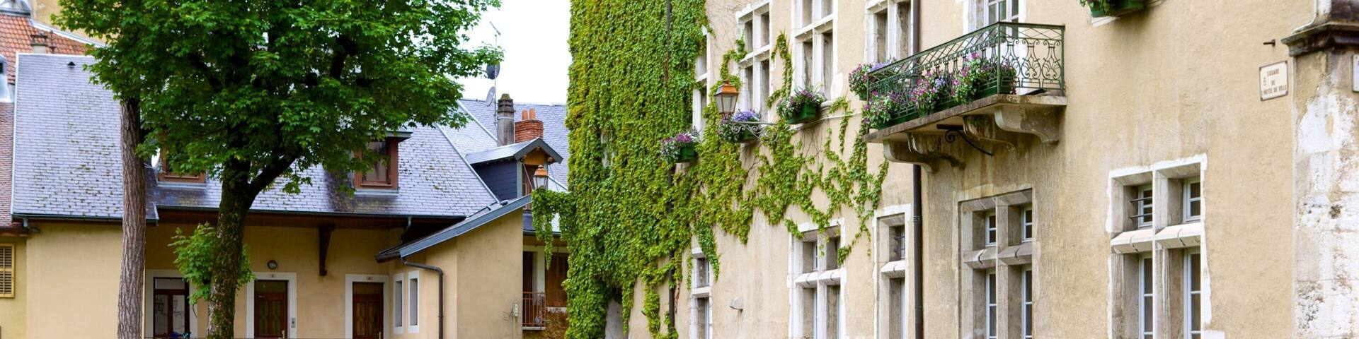 Aix-les-Bains das einen Blumen und Park