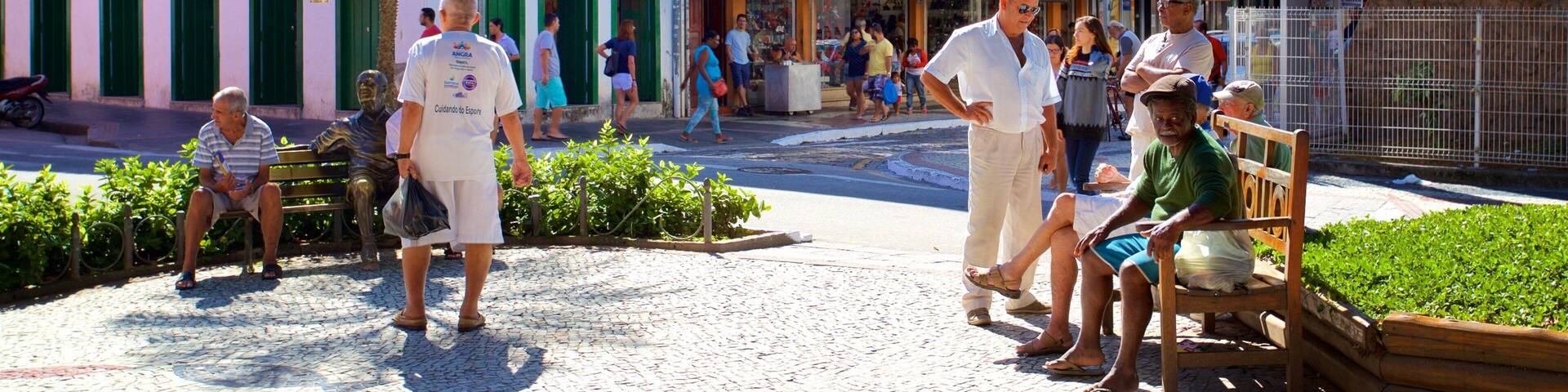 Nilo Pecanha Square showing a park as well as a small group of people