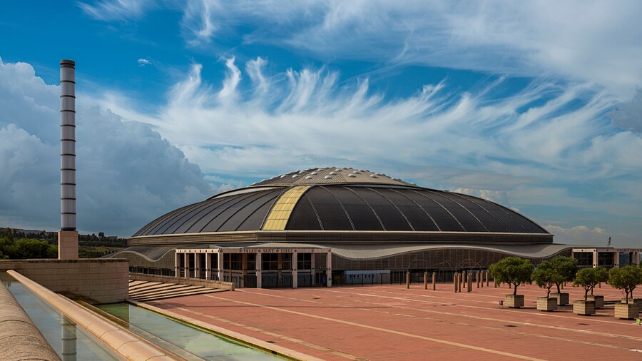 Esplanade Palau Sant Jordi, Montjuic, Multifunktionsarene, Barcelona, Katalonien, Spanien,