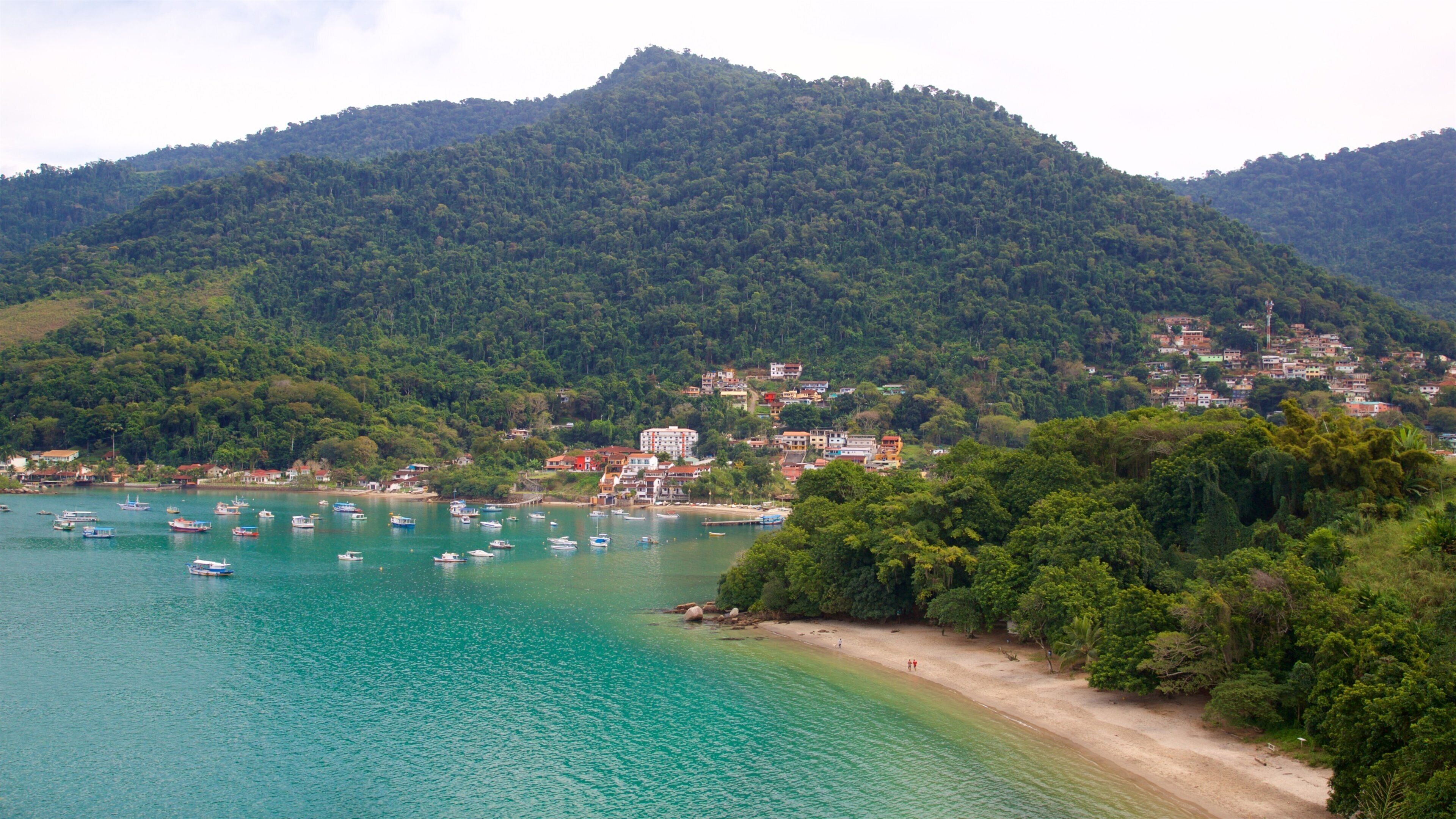 Playa de Camorim mostrando una bahía o un puerto, vistas panorámicas y vistas de una costa