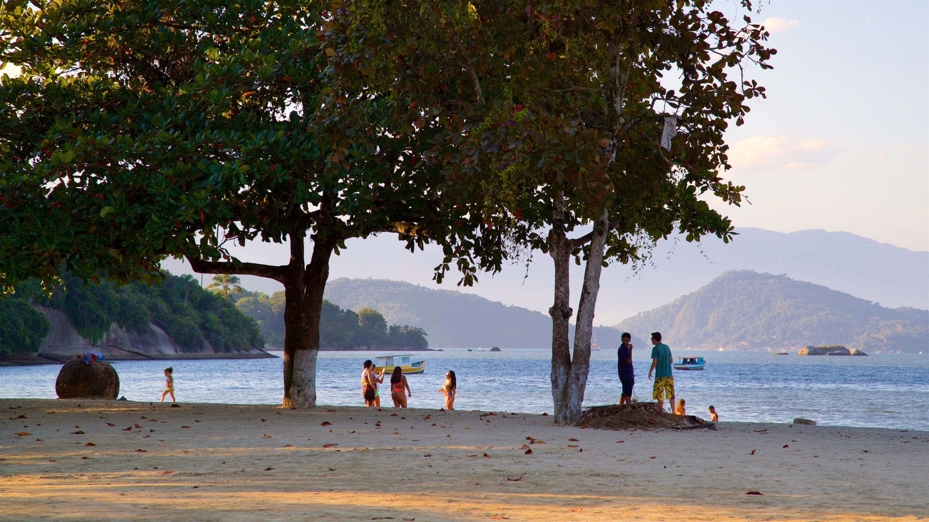 Pontal Beach showing a beach and general coastal views as well as a small group of people