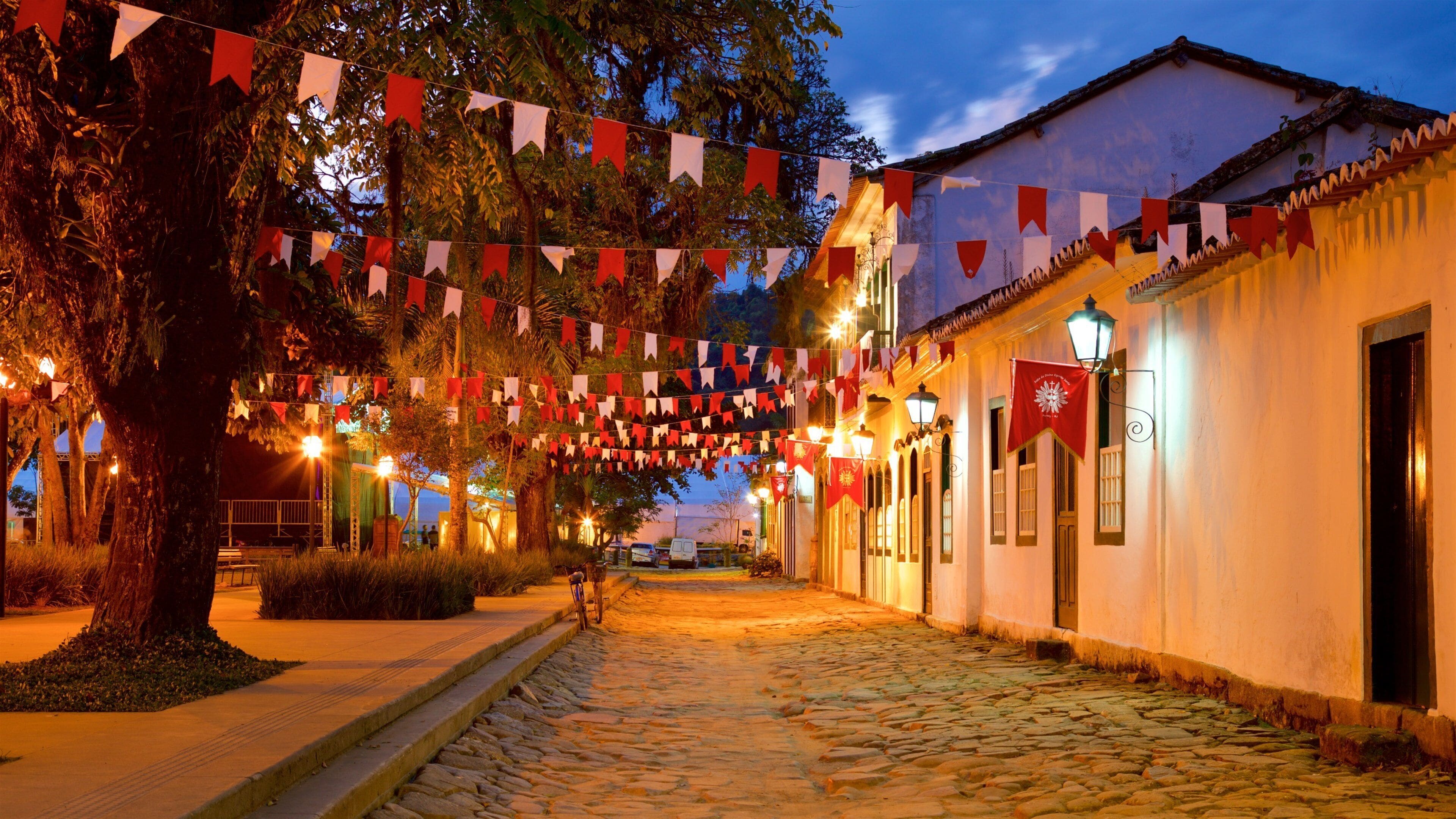 Paraty featuring a small town or village and night scenes