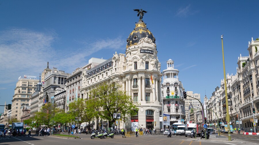 Gran Via Street featuring heritage architecture and a city