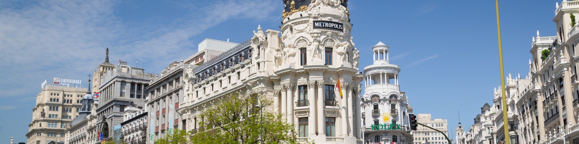 Gran Via Street featuring heritage architecture and a city