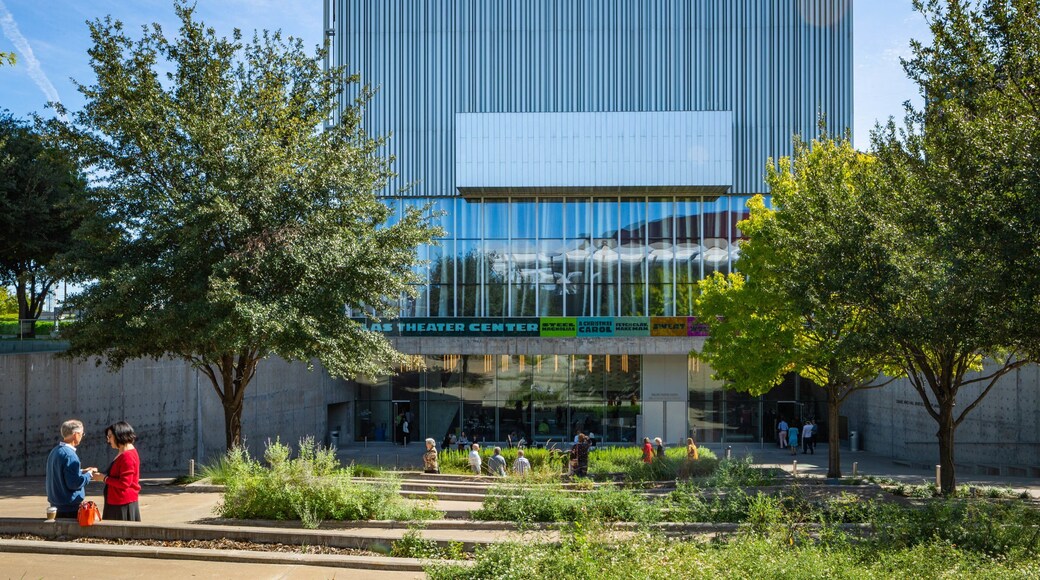 Dallas Arts District showing a park as well as a couple