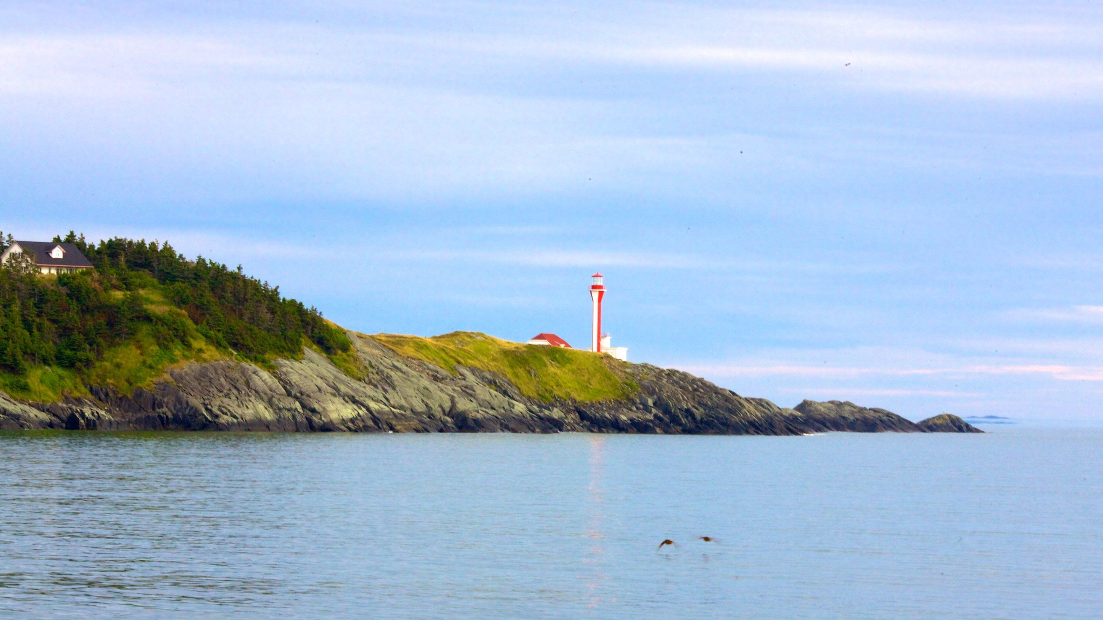 Cape Forchu Lightstation which includes a lighthouse and rugged coastline